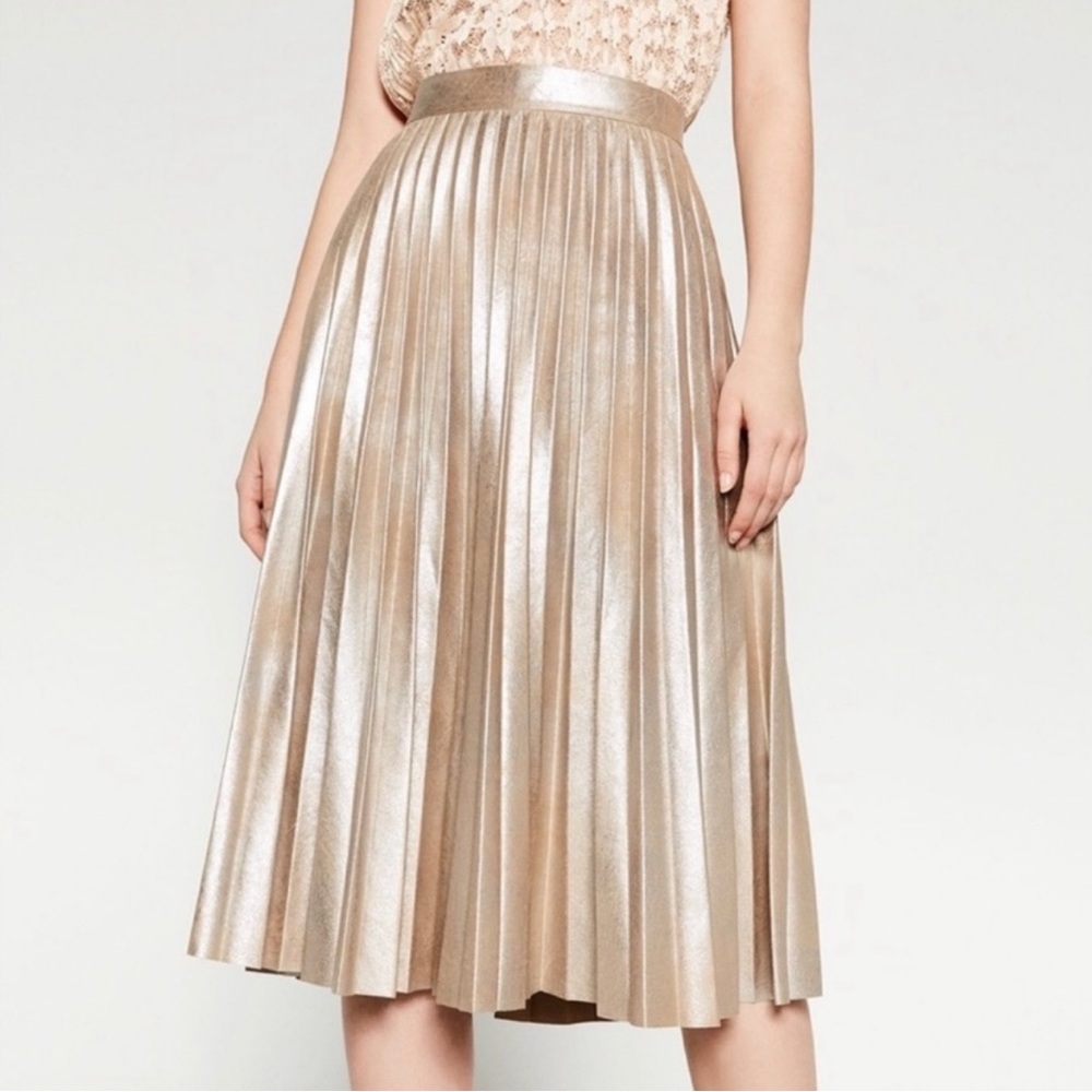 Zara pleated metallic midi skirt